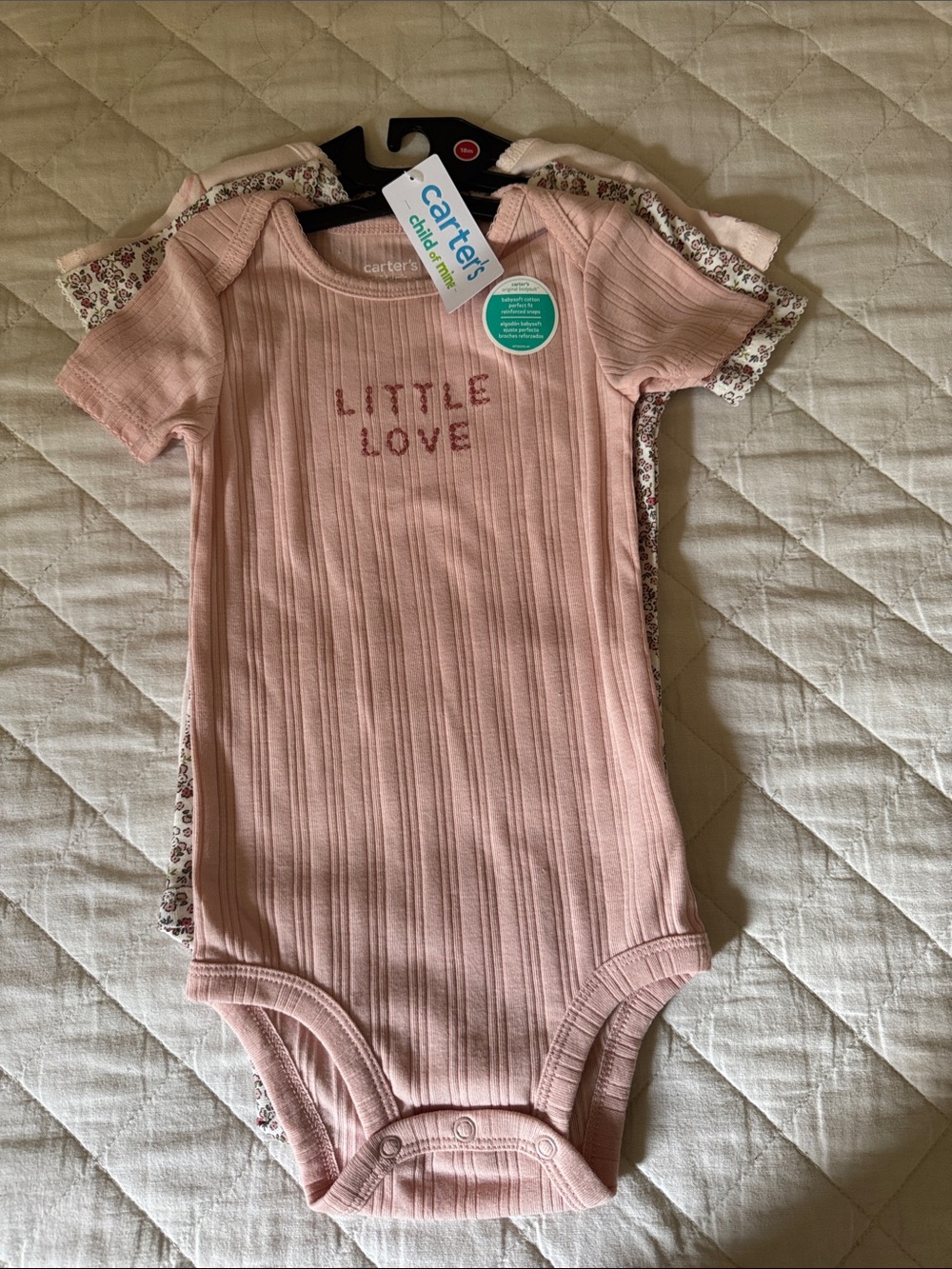 Carter's Soft Pink Ribbed 'Little Love' Baby Bodysuit